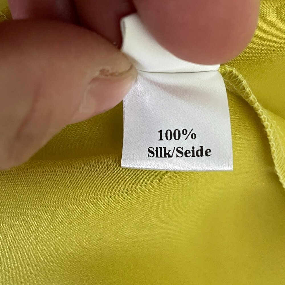 Stunning Emanuel Berg Citrine Yellow 100% Silk Short Sleeve Blouse-8 - Picture 4 of 9